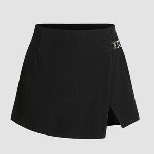 cider NWT // black denim wrap mini skirt w/ buckle – 1XL